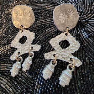 Vintage Pewter pierced earrings